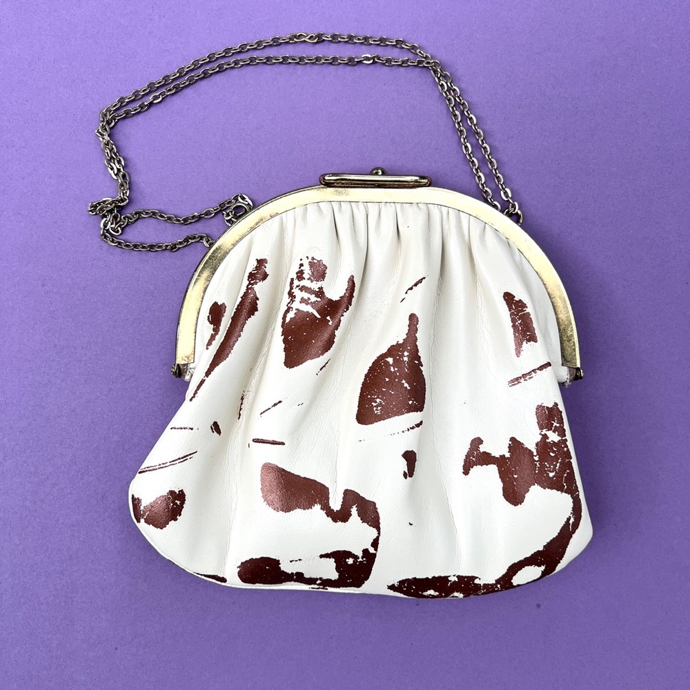 Vintage 60s Copper Cream Kisslock Pouch Purse